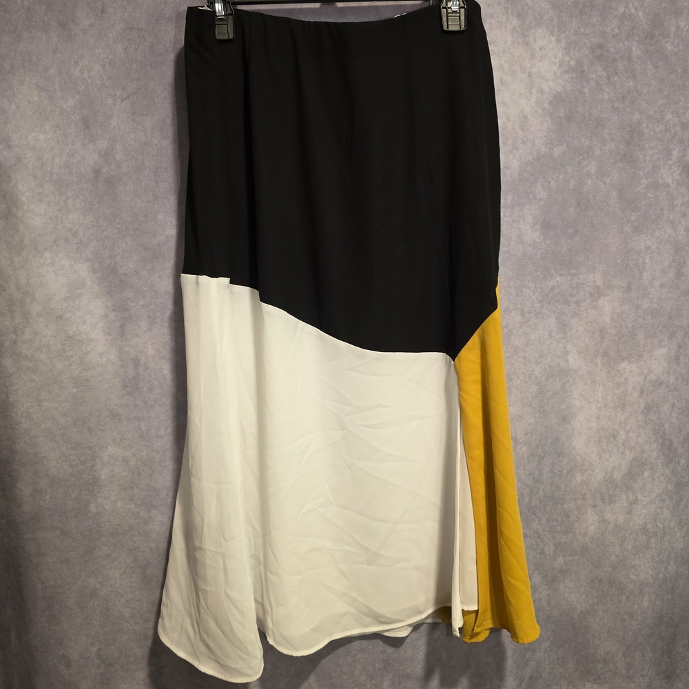Halogen Black, White, Yellow Color Block  Skirt Size MEDIUM
